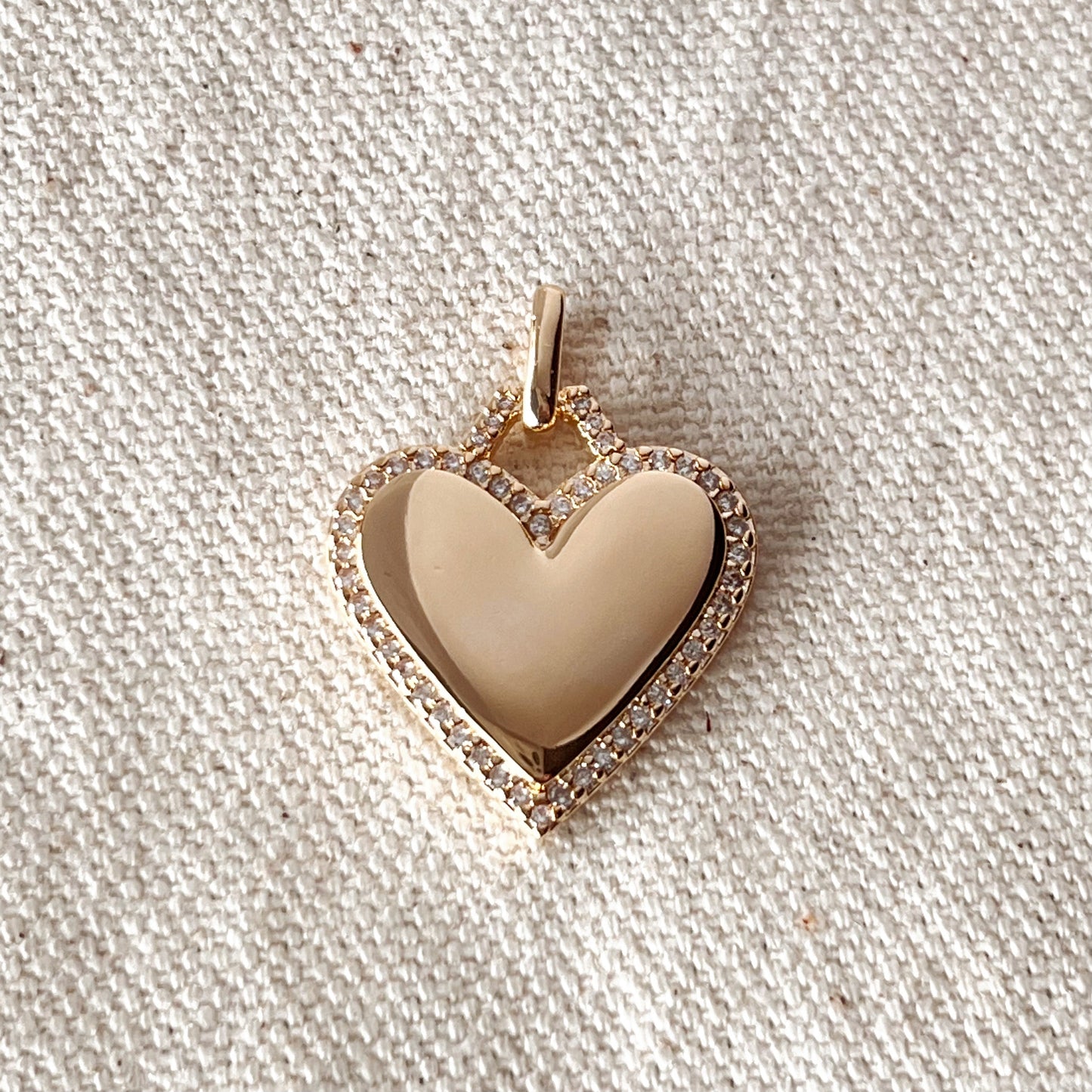 GoldFi 18k Gold Filled Heart Pendant With Cubic Zirconia Around