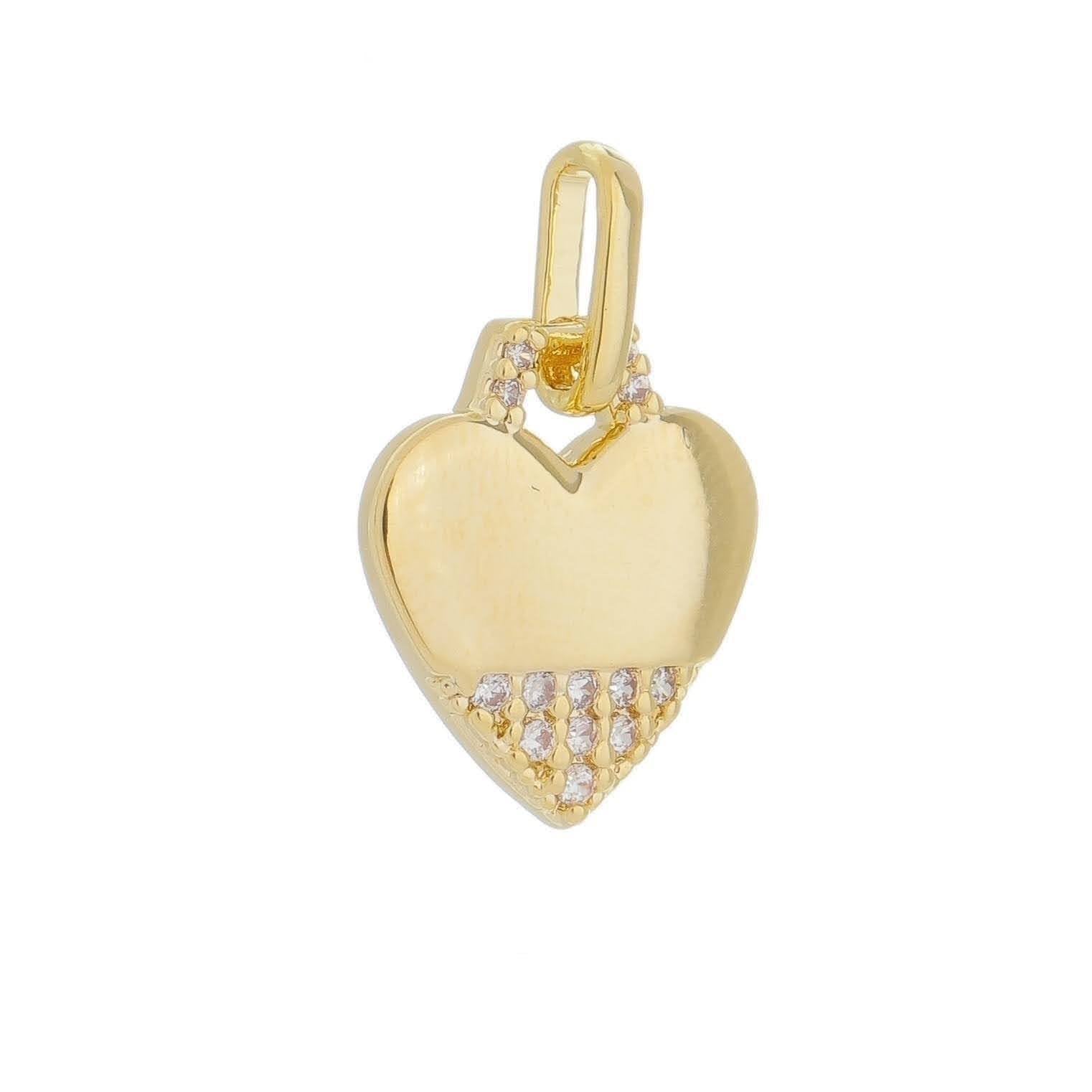 GoldFi 18k Gold Filled Heart Pendant With Cubic Zirconia Stones
