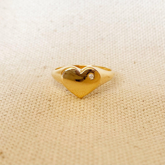 GoldFi 18k Gold Filled Heart Plate Top Ring
