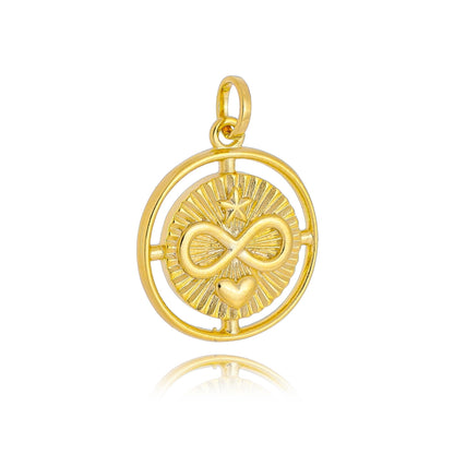 GoldFi 18k Gold Filled Heart Star Infinity Love Charm Spokes From Center to Edges Pendant