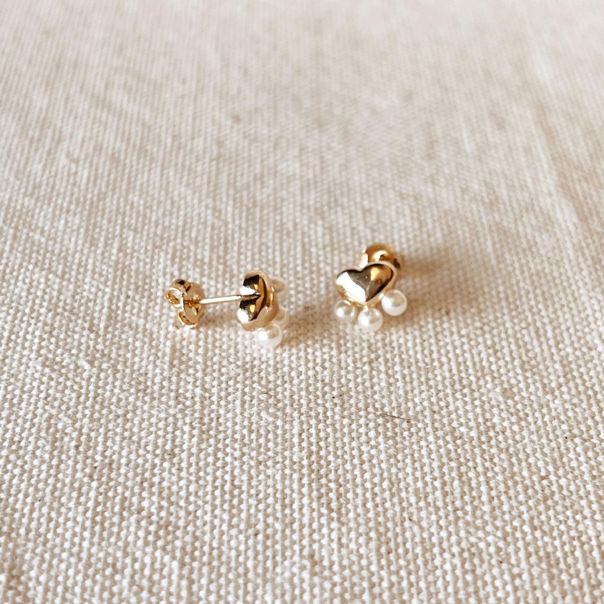 GoldFi 18k Gold Filled Heart Studs With Pearls