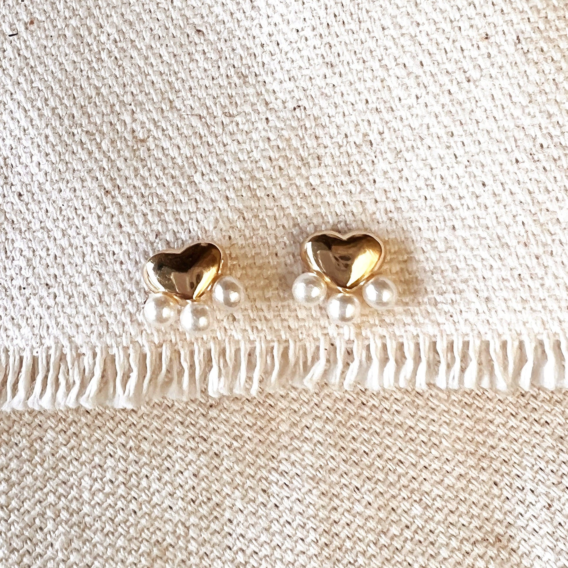 GoldFi 18k Gold Filled Heart Studs With Pearls