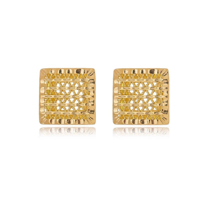 GoldFi 18k Gold Filled Hollowed Square Detailed Stud