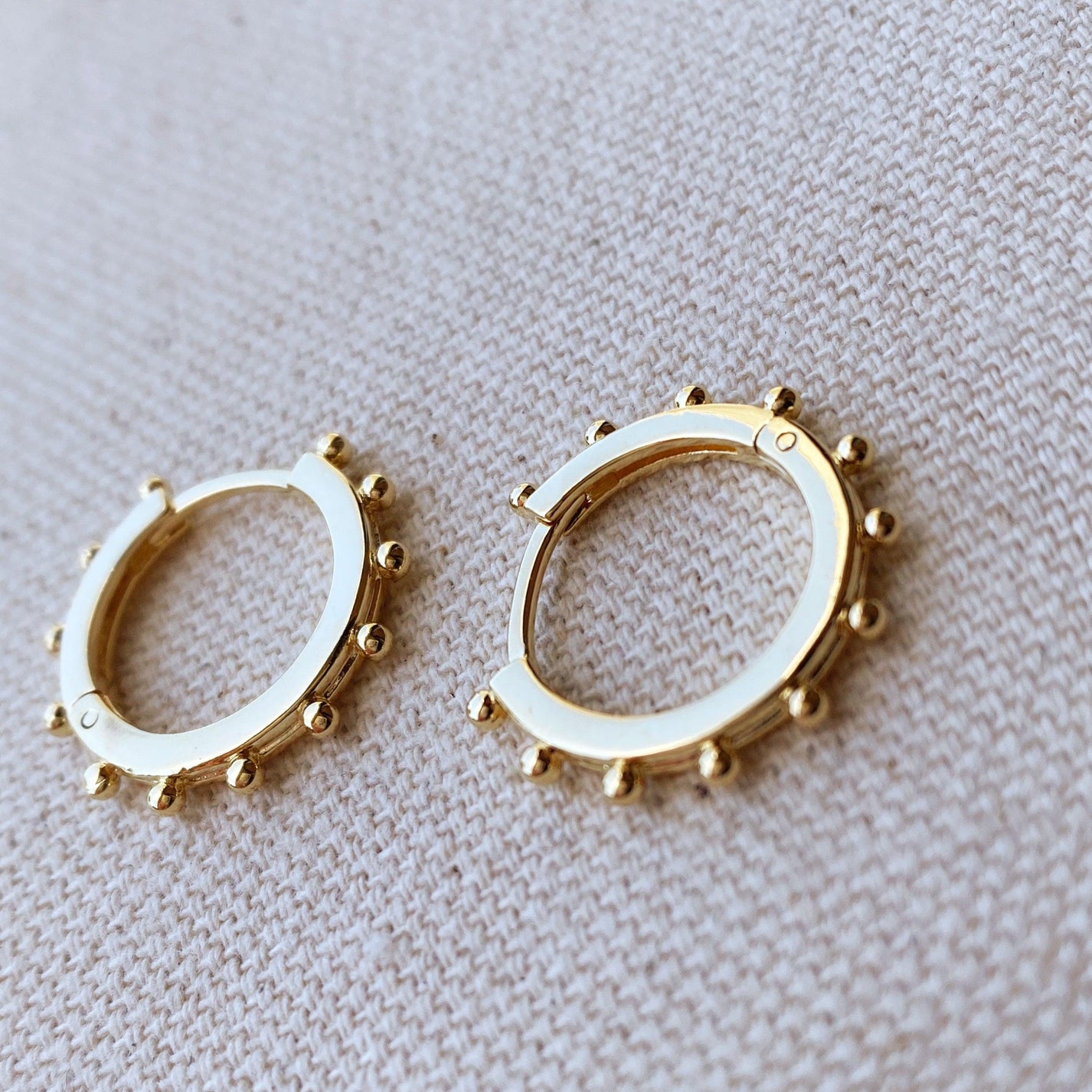 18k Gold Filled Hoop Earrings with Ball Detail main image 0