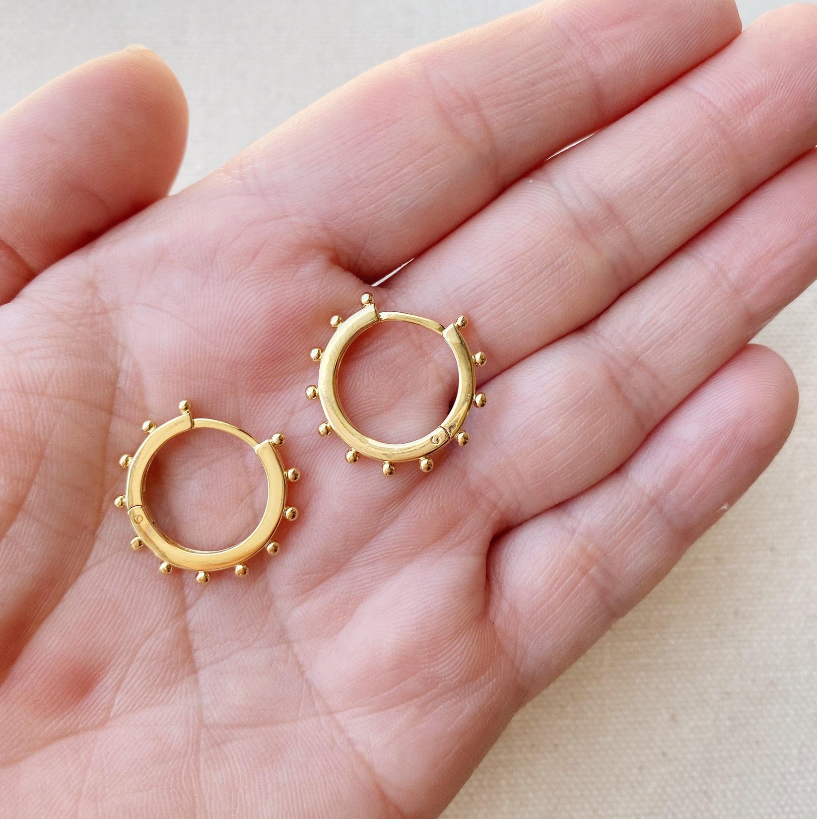 18k Gold Filled Hoop Earrings with Ball Detail main image 1