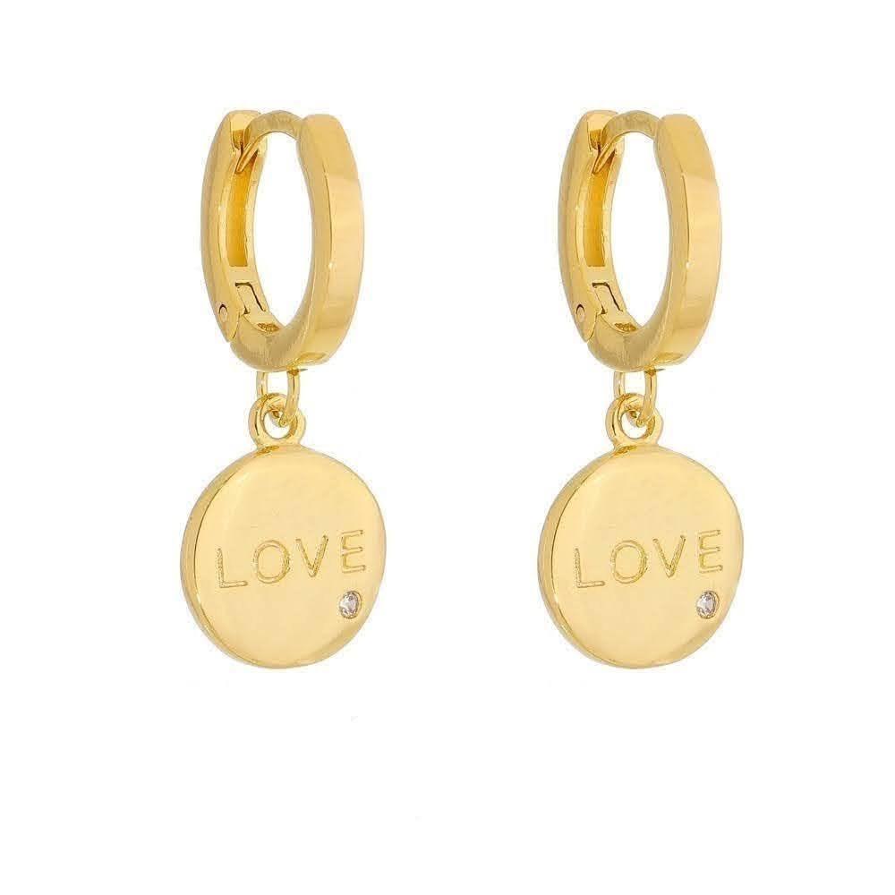 GoldFi 18k Gold Filled Hoop With Love Plaque Charm
