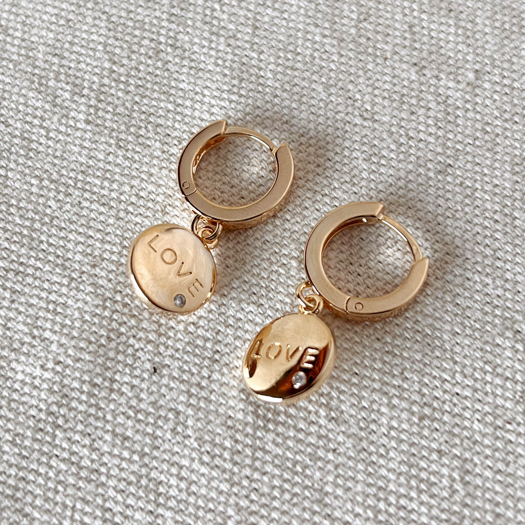 GoldFi 18k Gold Filled Hoop With Love Plaque Charm