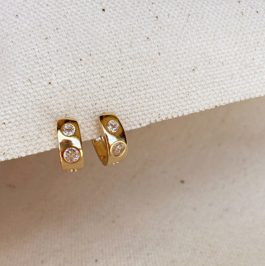 GoldFi 18k Gold Filled Huggie CZ Hoop Earrings