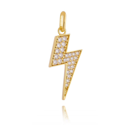 GoldFi 18k Gold Filled Iced Lightning Bolt Pendant Pave Settings CZ stones