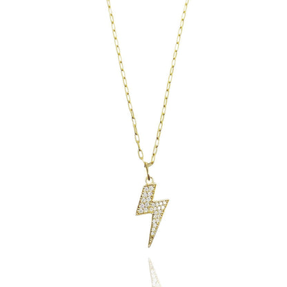 GoldFi 18k Gold Filled Iced Lightning Bolt Pendant Pave Settings CZ stones