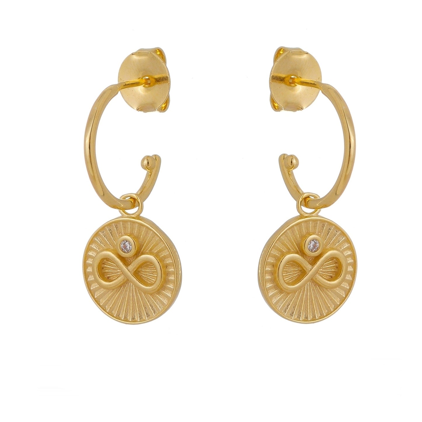 GoldFi 18k Gold Filled Infinity C Hoop Earrings Featuring Cubic Zirconia Bezel
