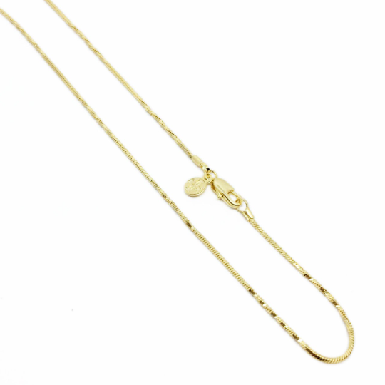 18k Gold Filled Interspersed Twisted Box Chain 1.0mm Thickness, Size Length 11", 16", 18" - Jewelry Making