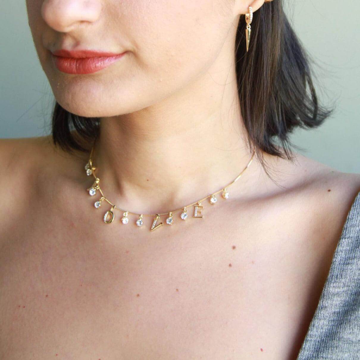 18k Gold Filled "LOVE" Necklace or Choker Featuring Adjustable Extender