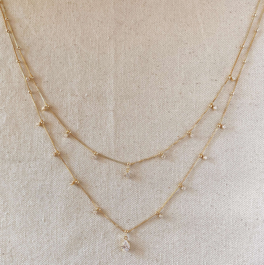 GoldFi 18k Gold Filled Layered Necklace Details In Cubic Zirconia Stones