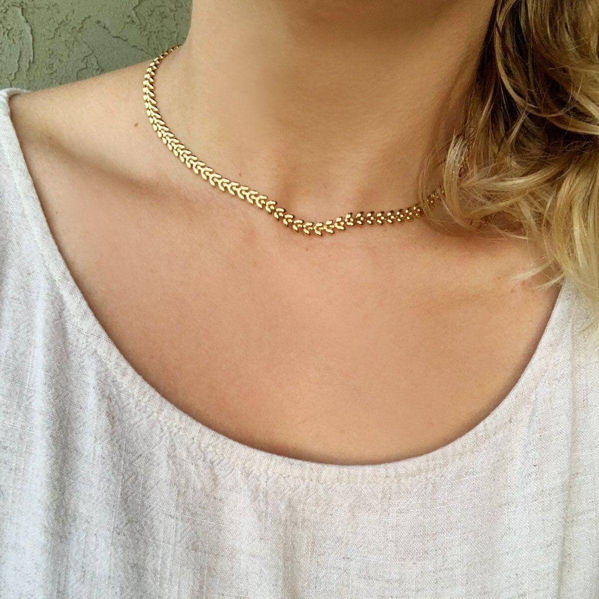 GoldFi 18k Gold Filled Leaf Choker Necklace