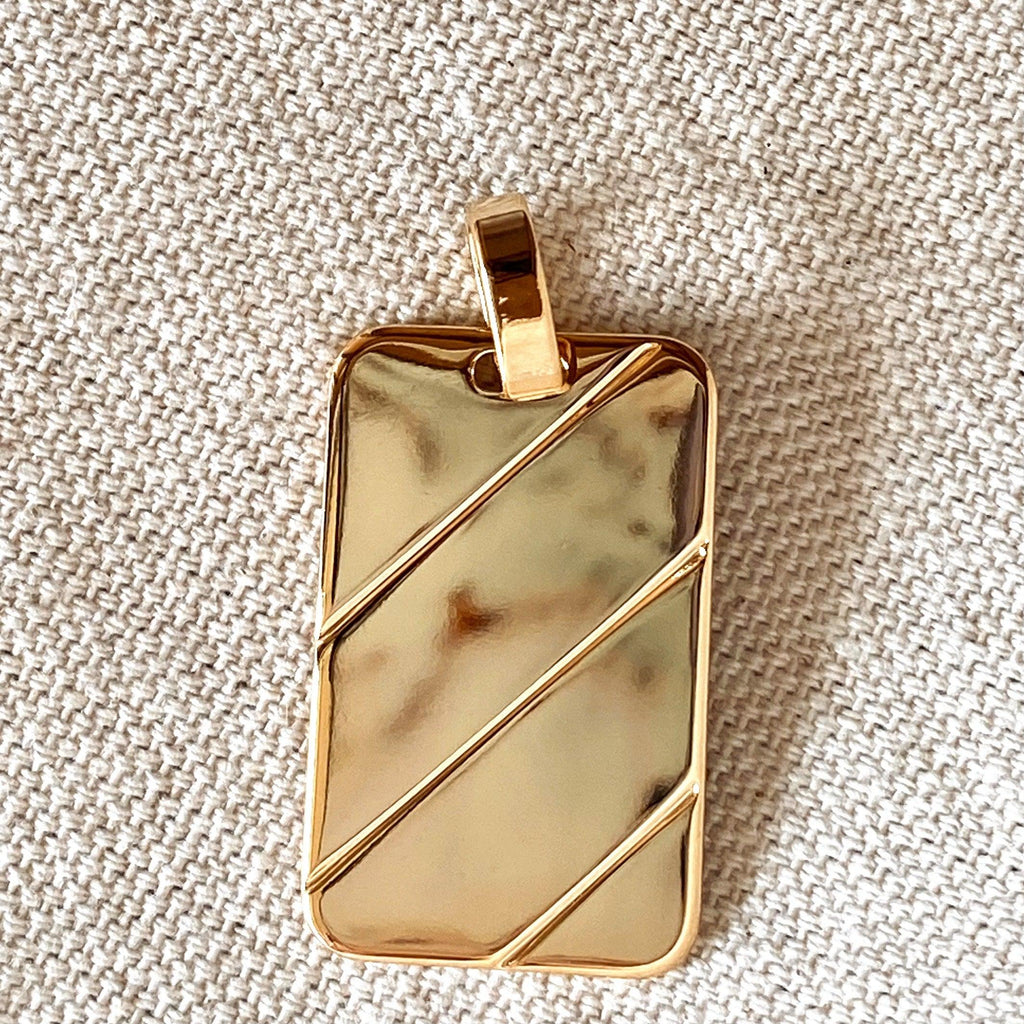 GoldFi 18k Gold Filled Luxury Tag Plate Rectangle Pendant Unisex
