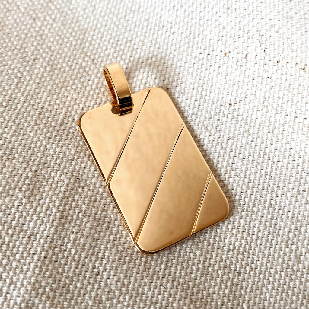 GoldFi 18k Gold Filled Luxury Tag Plate Rectangle Pendant Unisex