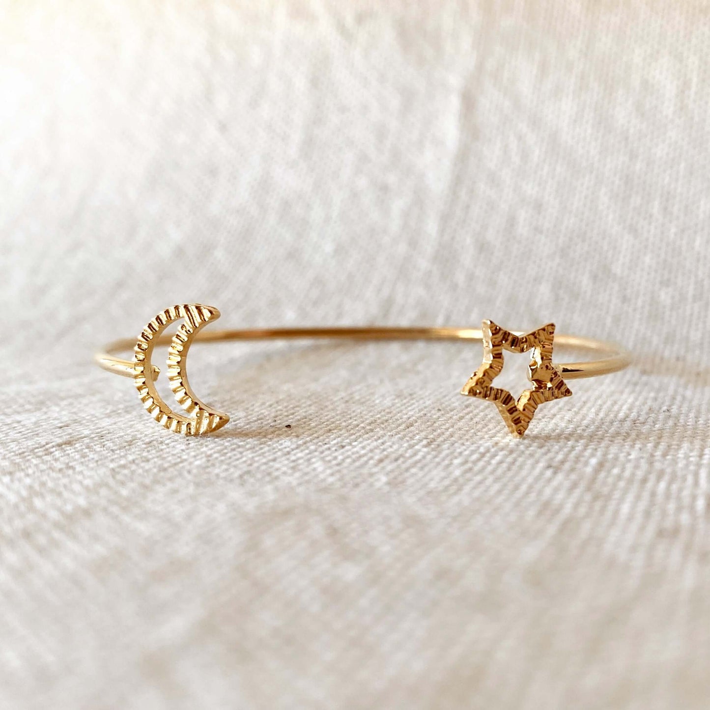 GoldFi 18k Gold Filled Moon and Star Cuff Bracelet