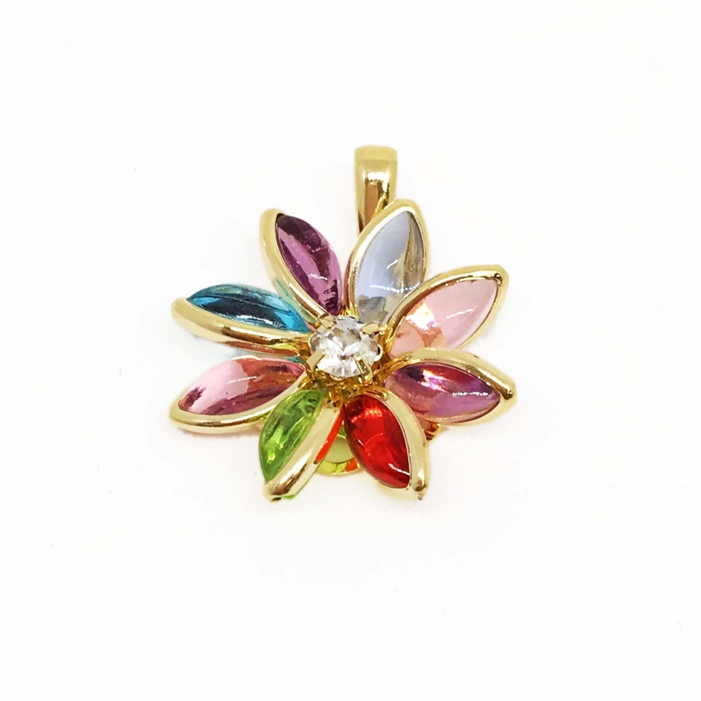 GoldFi 18k Gold Filled Multicolor Flower Pendant and Necklace