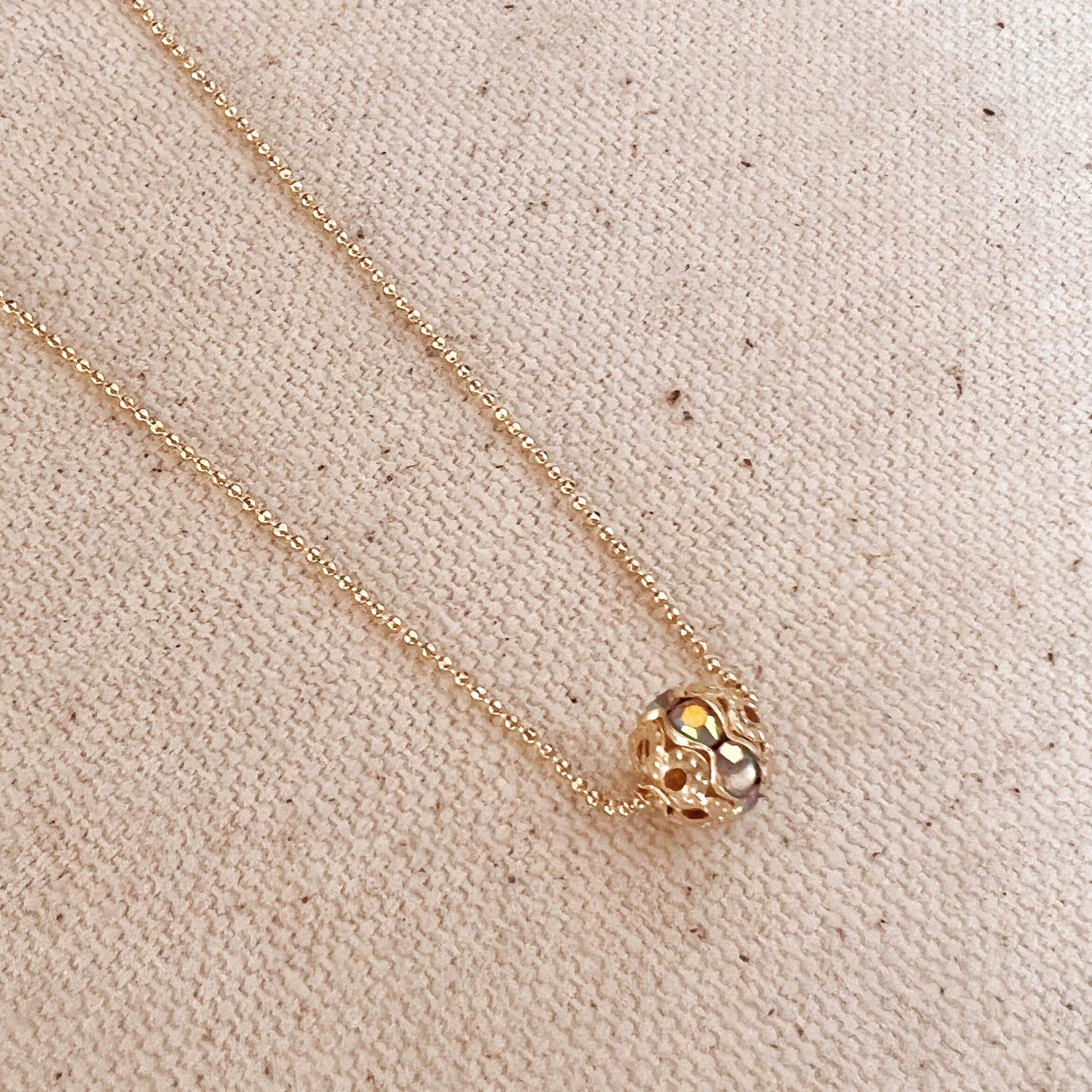GoldFi 18k Gold Filled Necklace with Solitaire Bead