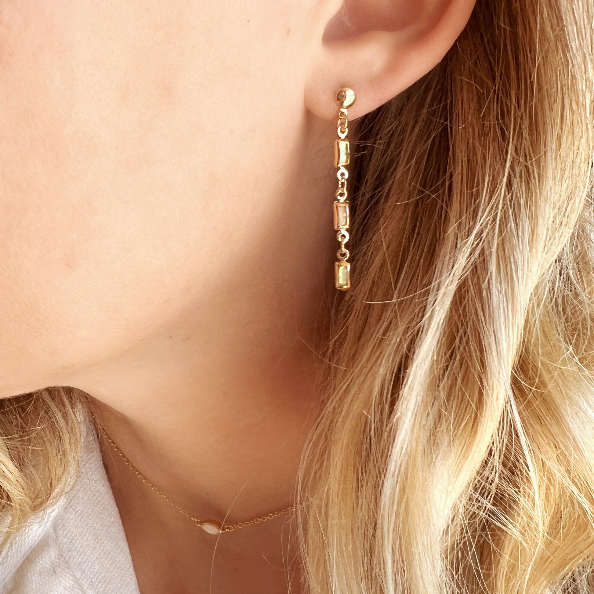 GoldFi 18k Gold Filled Opal Drop Earrings