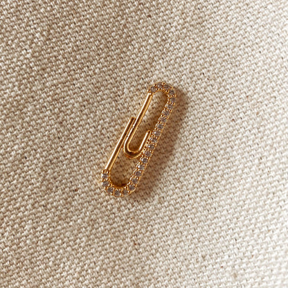 GoldFi 18k Gold Filled Paper Clip Charm Featuring Cubic Zirconia Accents