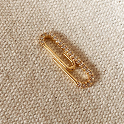 GoldFi 18k Gold Filled Paper Clip Charm Featuring Cubic Zirconia Accents