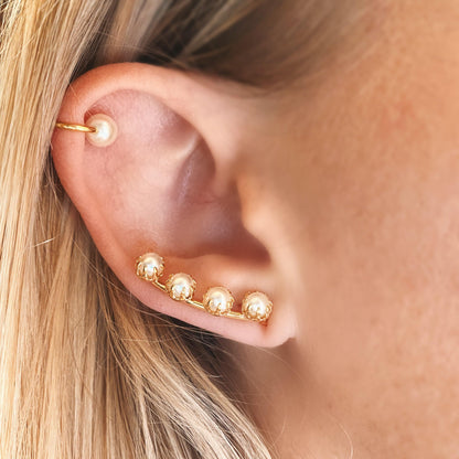 GoldFi 18k Gold Filled Pearl Ear Climber Style Earrings