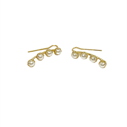 GoldFi 18k Gold Filled Pearl Ear Climber Style Earrings