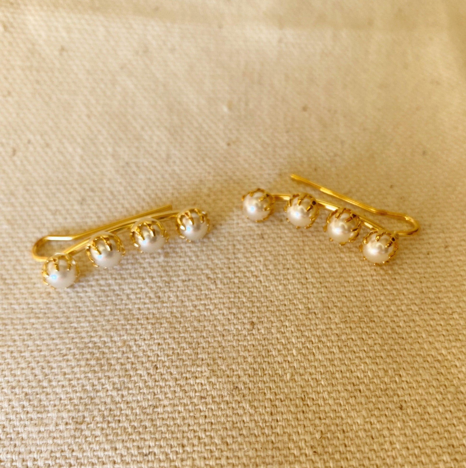 GoldFi 18k Gold Filled Pearl Ear Climber Style Earrings