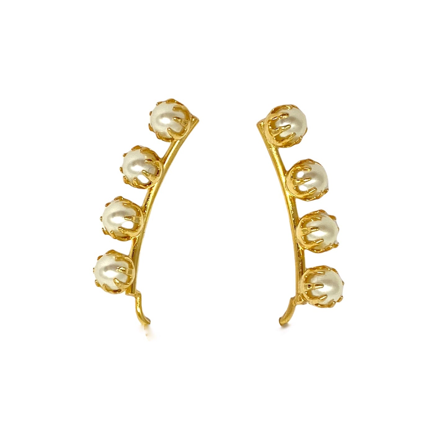 GoldFi 18k Gold Filled Pearl Ear Climber Style Earrings