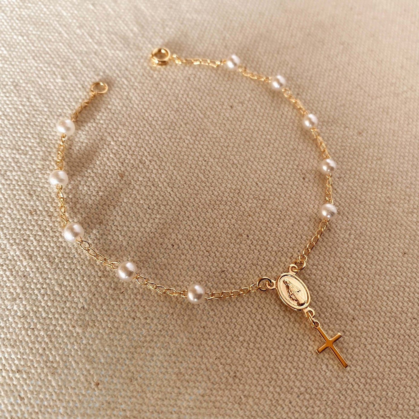 GoldFi 18k Gold Filled Pearl Rosary Bracelet