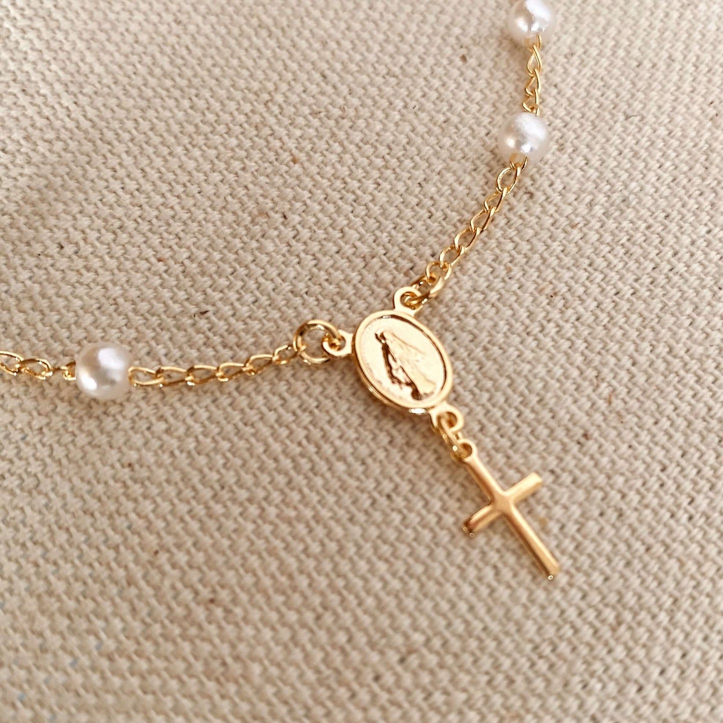 GoldFi 18k Gold Filled Pearl Rosary Bracelet