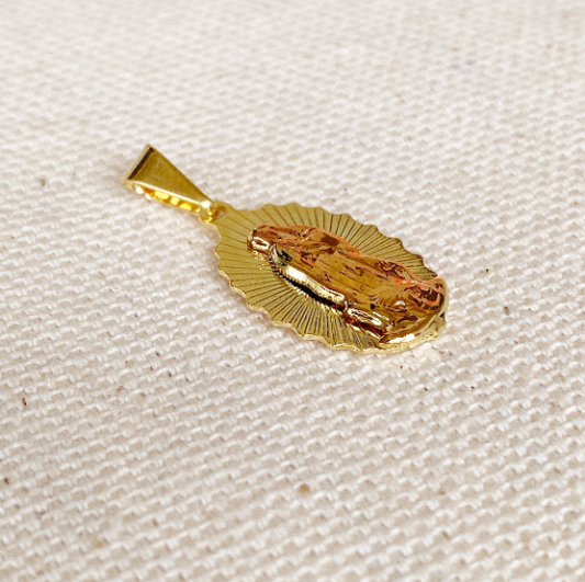 GoldFi 18k Gold Filled Pendant of Lady Of Guadalupe Featuring Rose Gold Detail For Wholesale Jewelry Making And Supplies
