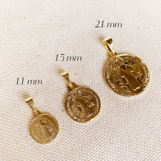 GoldFi 18k Gold Filled Pendant of Saint Benedict