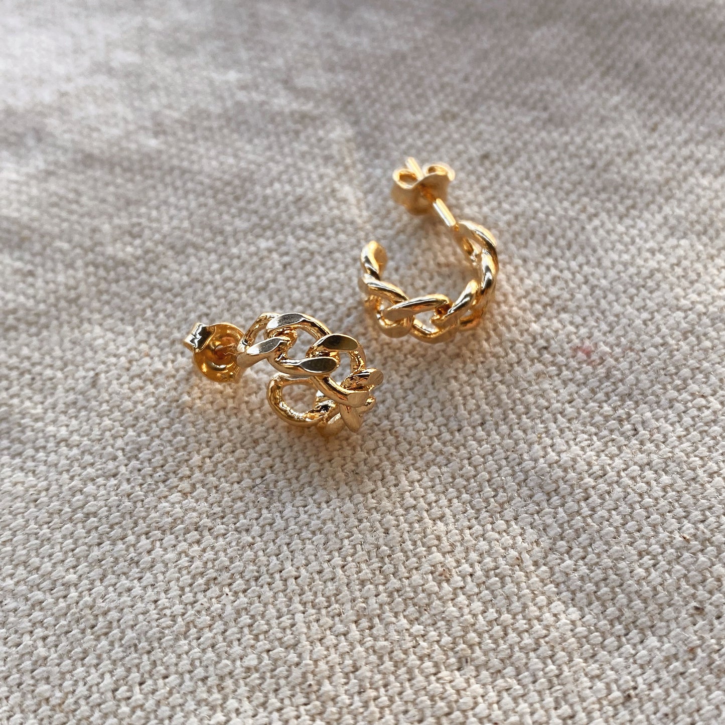 GoldFi 18k Gold Filled Petite Cuban Link Chain C-Hoop Earrings