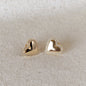 GoldFi 18k Gold Filled Pillow Heart Stud Earrings Cubic Zirconia Stones Around