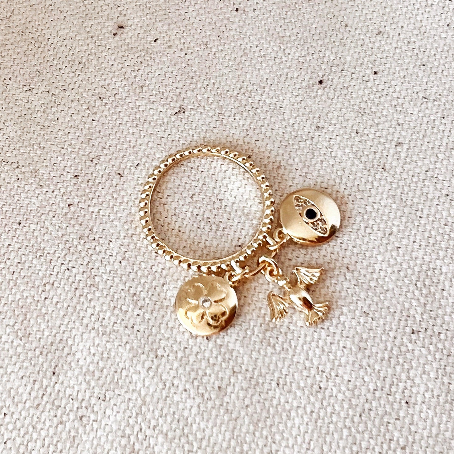 GoldFi 18k Gold Filled Protection Charms Ring