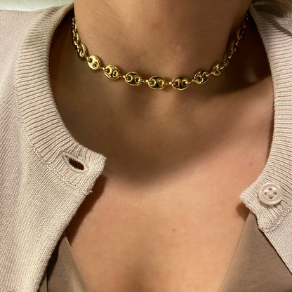 GoldFi 18k Gold Filled Puffy Mariner Choker Featuring Unique Chain Extender