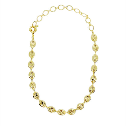 GoldFi 18k Gold Filled Puffy Mariner Choker Featuring Unique Chain Extender