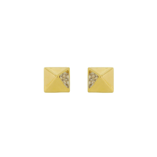 GoldFi 18k Gold Filled Pyramid Detail Cubic Zirconia Stud Earrings Wholesale Jewelry Supply