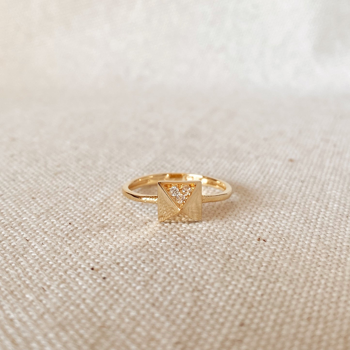 GoldFi 18k Gold Filled Pyramid Ring