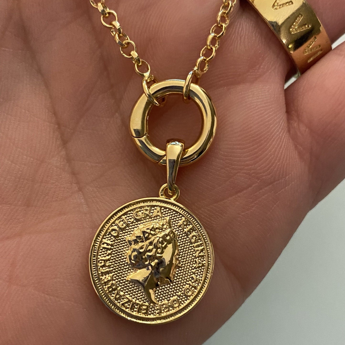GoldFi 18k Gold Filled Queen Elizabeth Coin Pendant