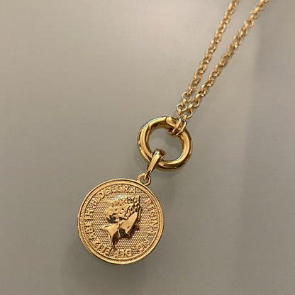 GoldFi 18k Gold Filled Queen Elizabeth Coin Pendant