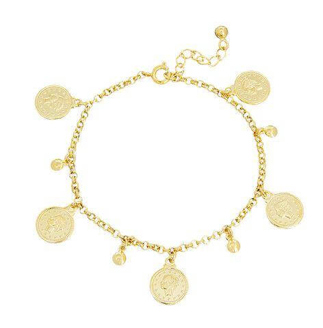 GoldFi 18k Gold Filled Queen Head Coin Bracelets for Women