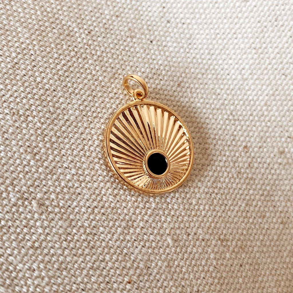 GoldFi 18k Gold Filled Radial Arrangement Plate Pendant With Detail Color Cubic Zircon Stone