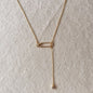 GoldFi 18k Gold Filled Safety Pin Necklace Featuring Cubic Zirconia Accents