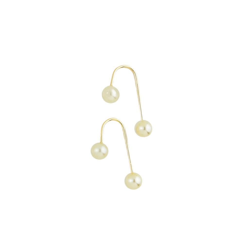 Simple Gold Earrings With Pearl Drops | Wholesale Wedding & Prom Jewelry-  Adorn A Bride