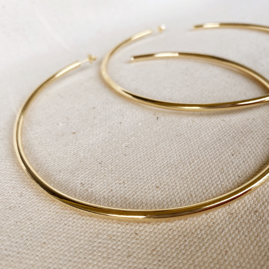 GoldFi 18k Gold Filled Selena Big Plain Hoop Earrings Thick Tube