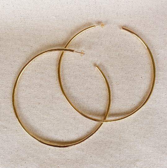 GoldFi 18k Gold Filled Selena Big Plain Hoop Earrings Thick Tube